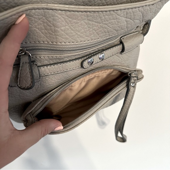 Nine West Grey Leather Foldover Crossbody Satchel - Picture 4 of 7